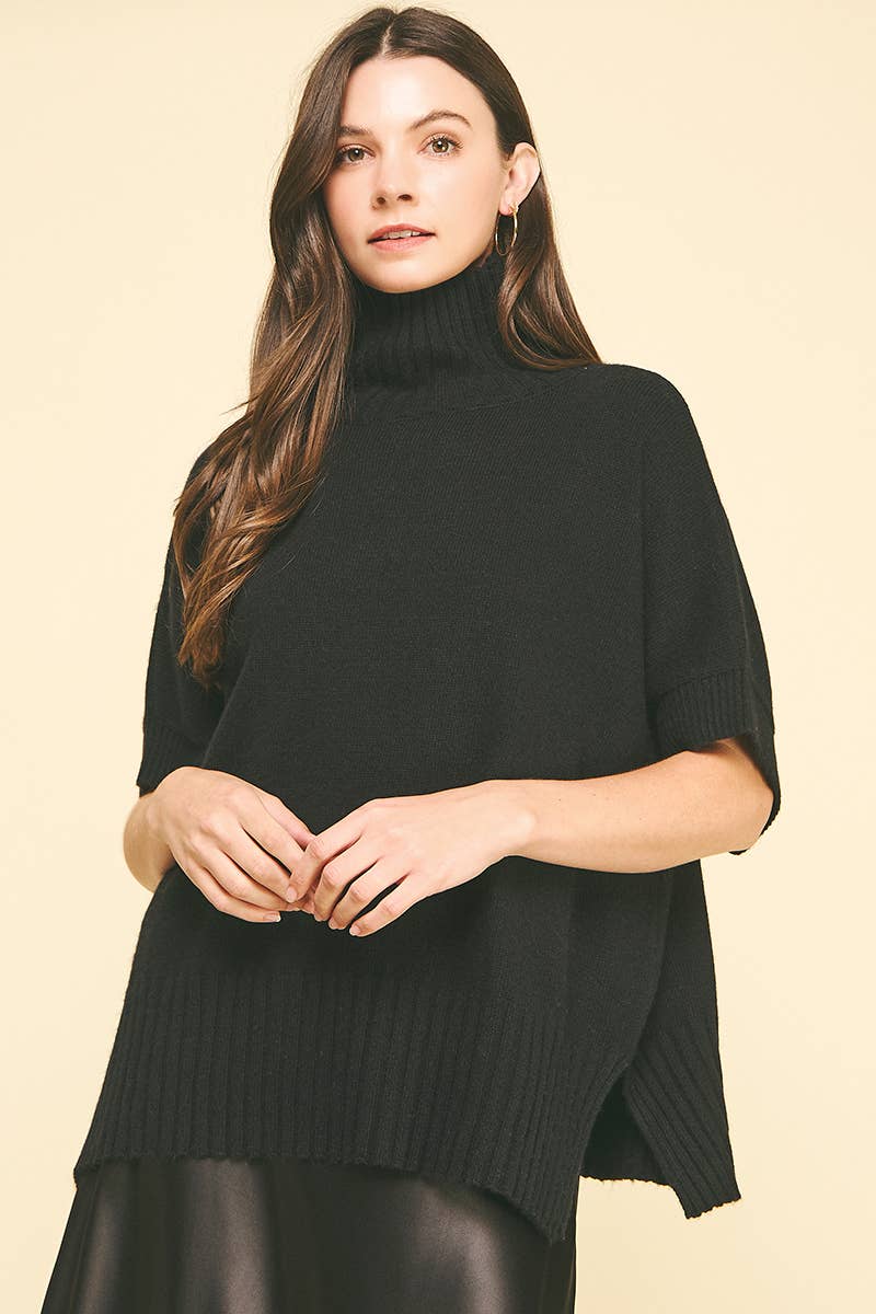 TURTLE NECK SHORT SLEEVE SWEATER