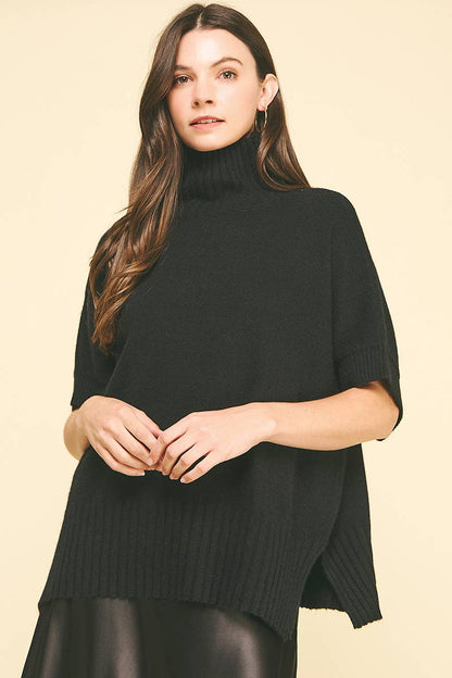 TURTLE NECK SHORT SLEEVE SWEATER