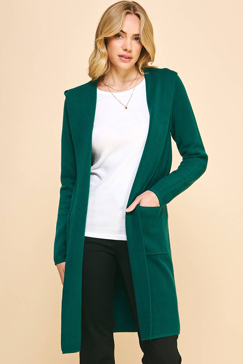 OPEN KNIT CARDIGAN - HOODED