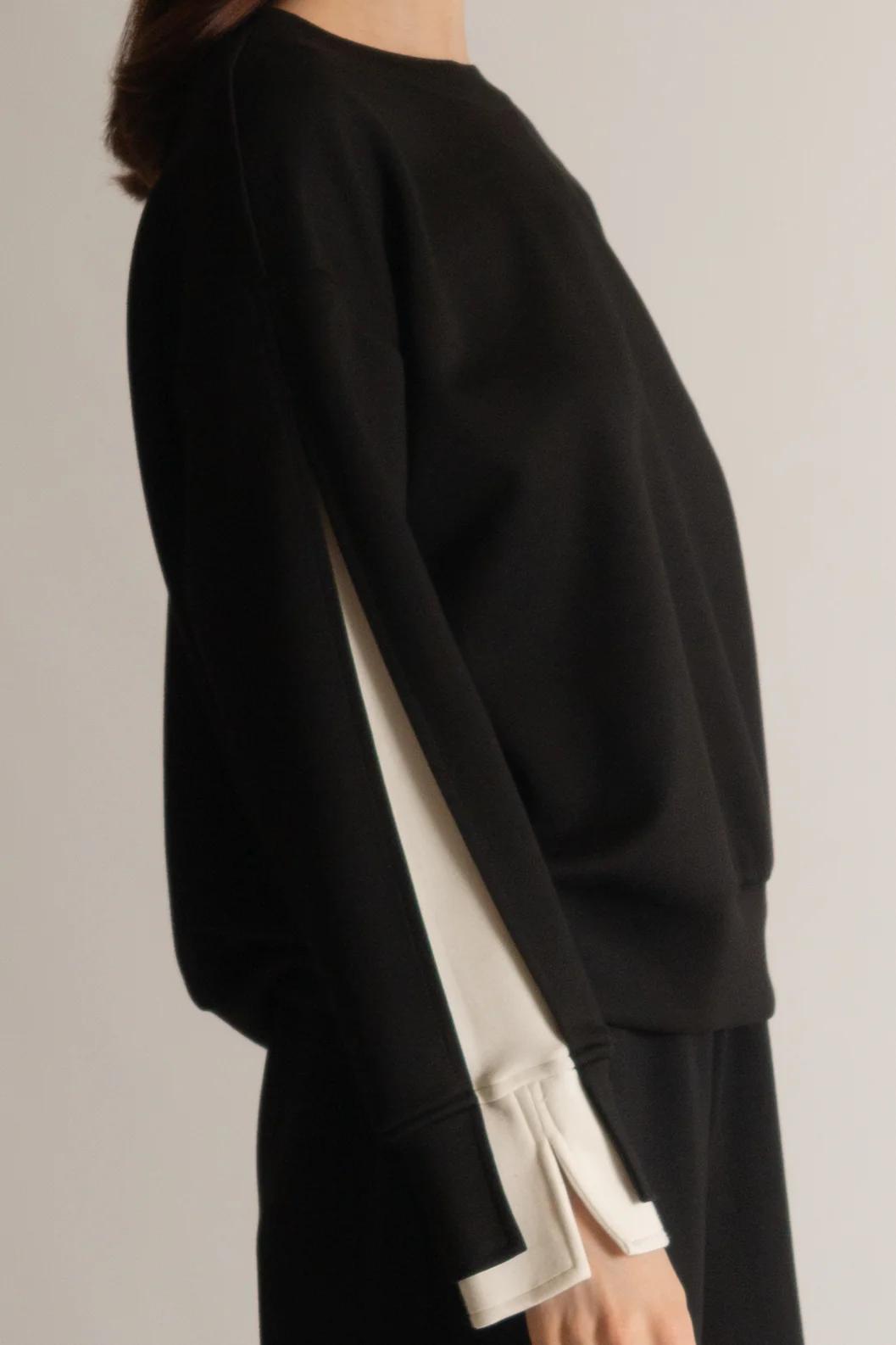 Color Layered Long Sleeve Round Neck Top