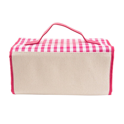 Gingham Roll Up Cosmetic Bag with Monogram