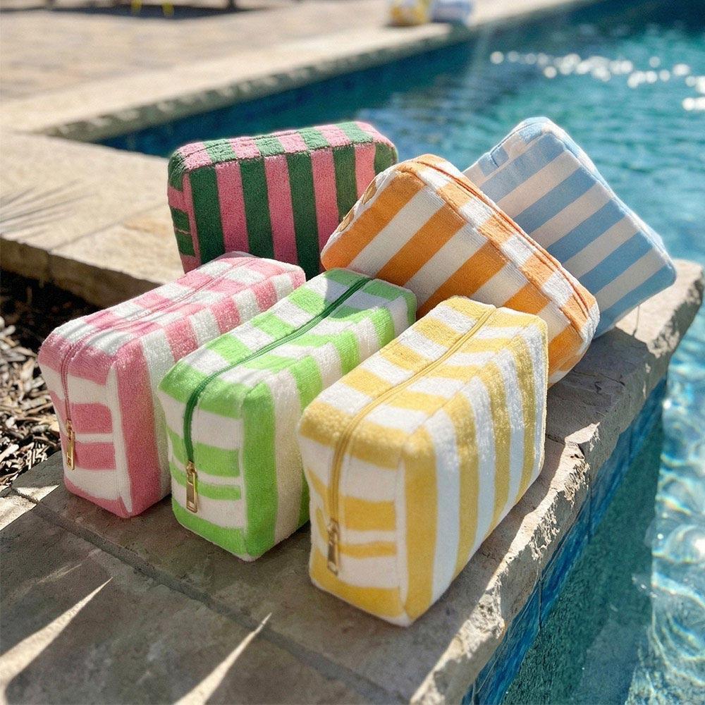 Striped Terry Cosmetic Bag w/ Monogram