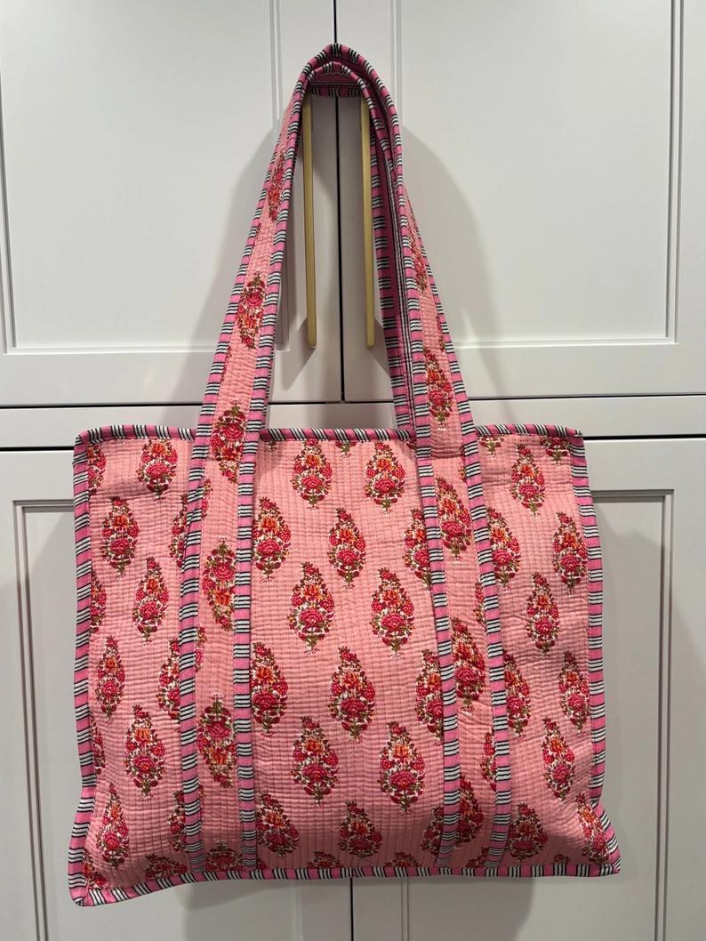 Quilted Zip-Close Tote Bag