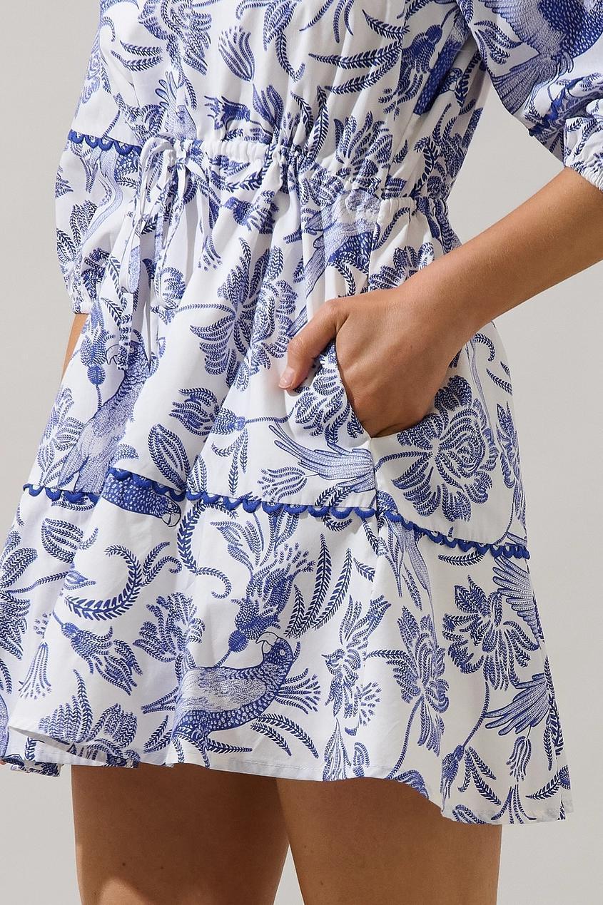 Dabria Split Neck Mini Dress Virda Floral