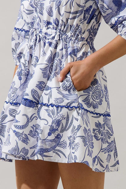 Dabria Split Neck Mini Dress Virda Floral