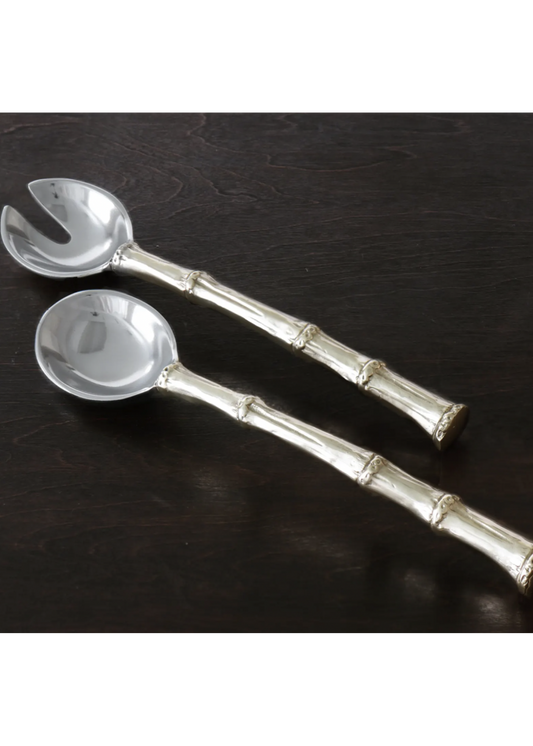 GARDEN Bamboo Salad Servers with Gold Handles