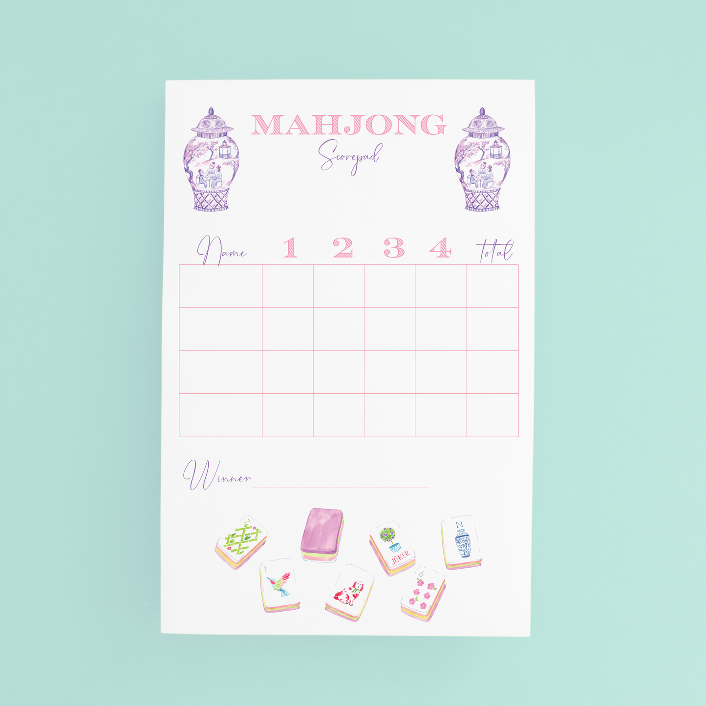 Mahjong Scorecard Pad