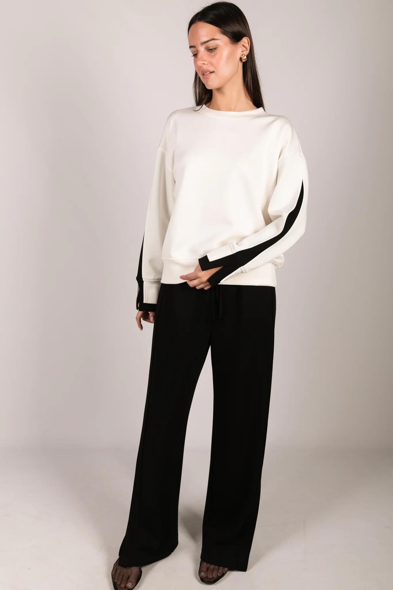Color Layered Long Sleeve Round Neck Top