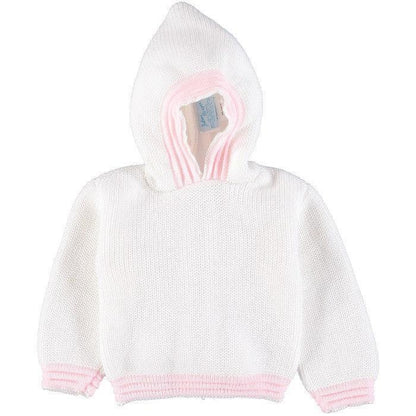 Monogrammed Knit Hooded Zip Back Sweater