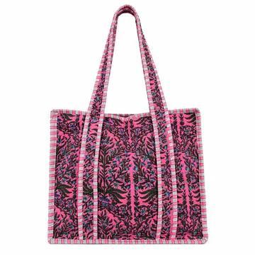 Quilted Zip-Close Tote Bag