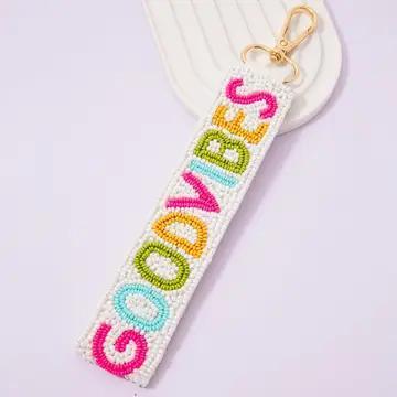 Vibrant Seed Beaded Keychain
