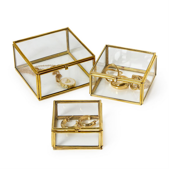 Brass & Glass Trinket Boxes