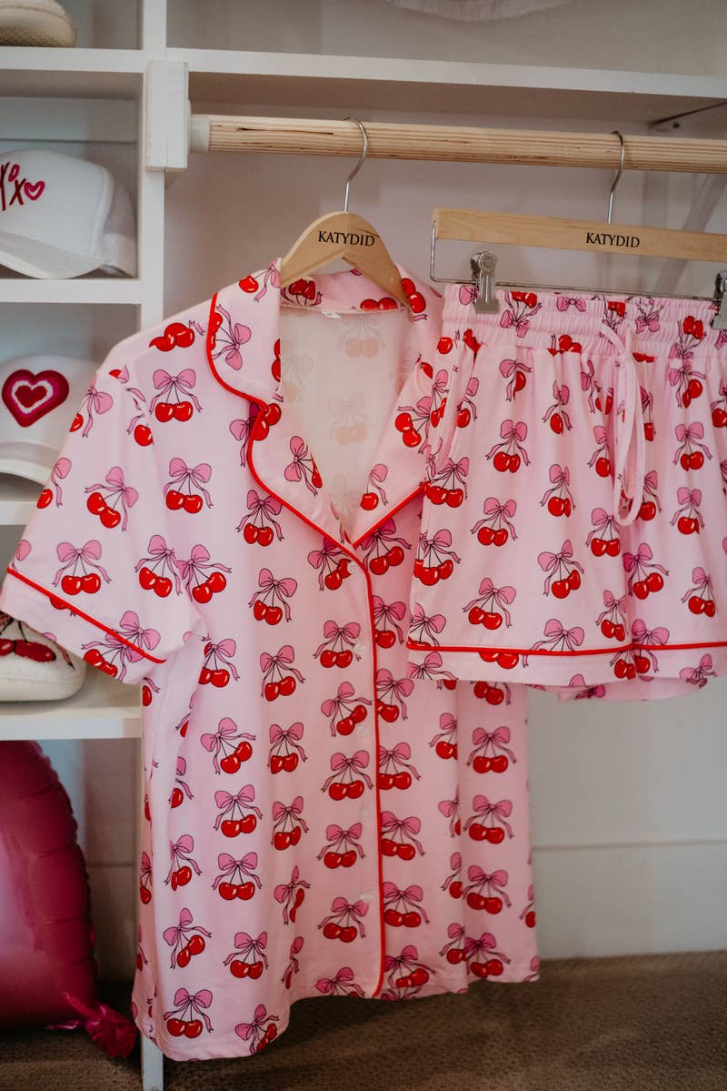 Cherry Bow Cotton Pajama Set