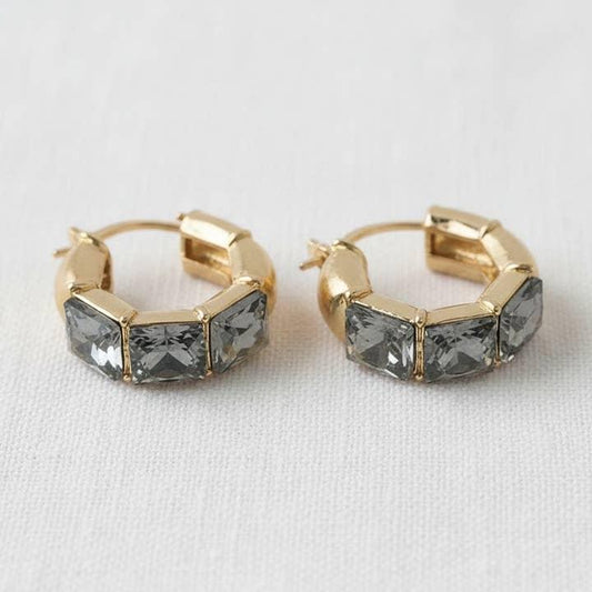 Black Zirconia Huggie Earrings