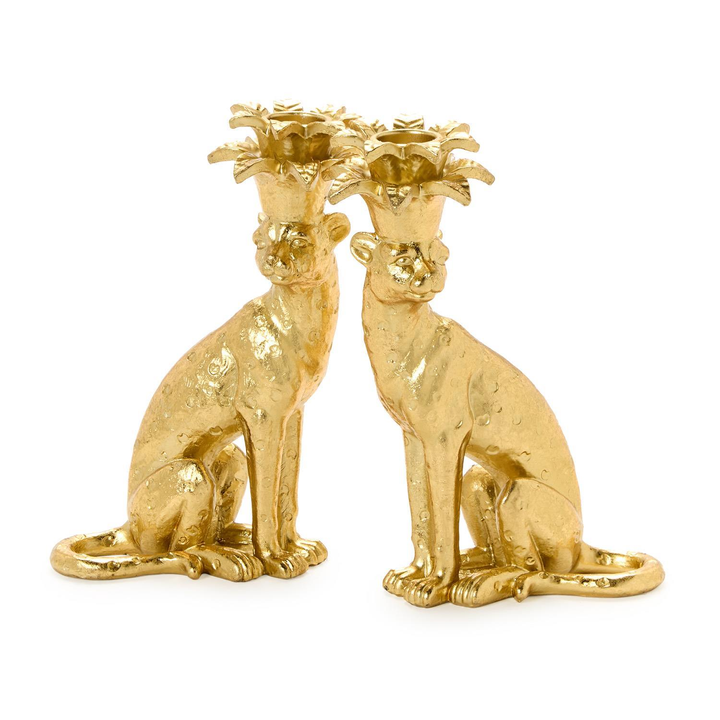 Gold Leopard Taper Candleholders