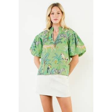 Puff Sleeve Animal Print Top