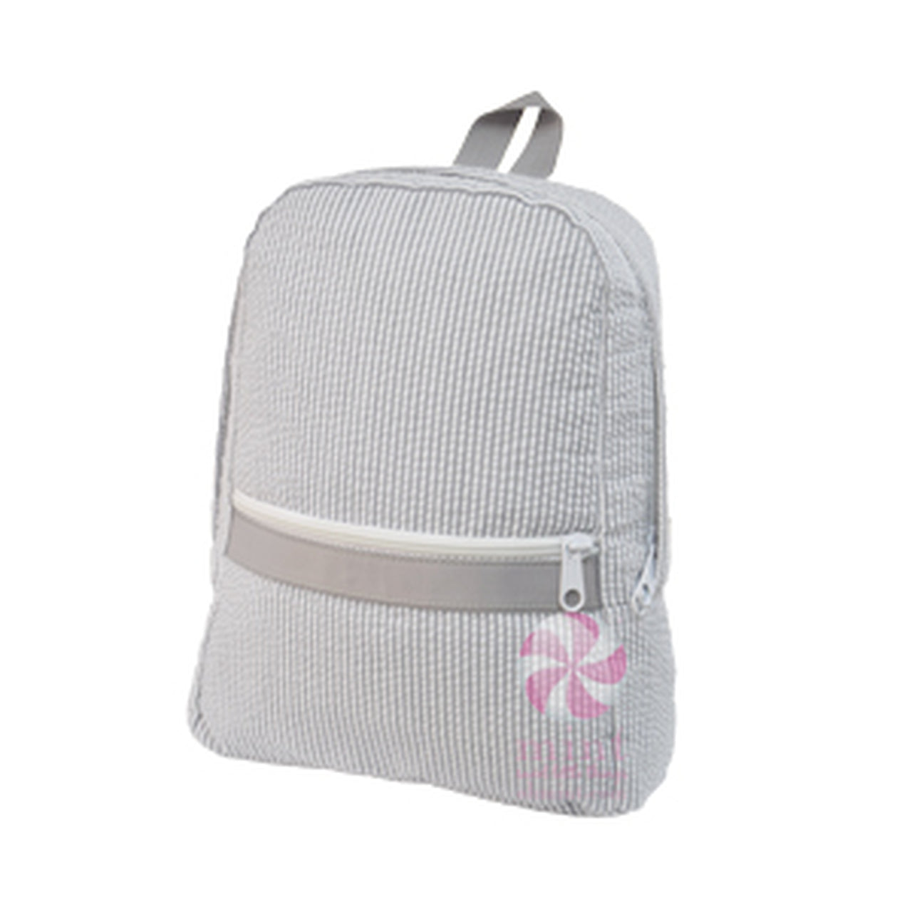 Seersucker Small Backpack with Monogram
