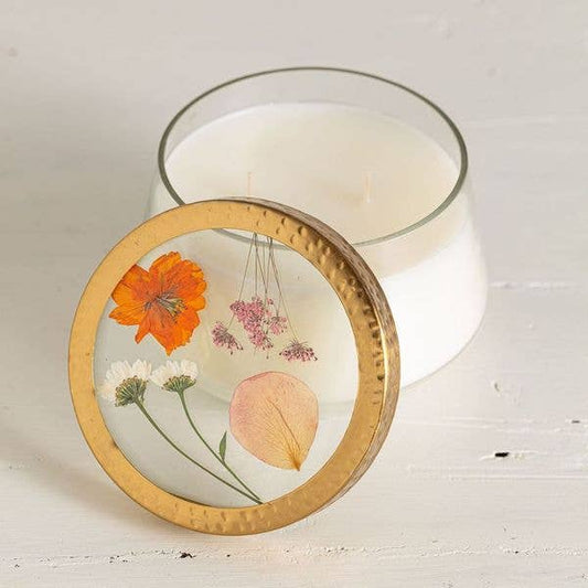 Apricot Rose Signature Pressed Floral Candle
