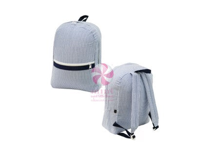 Seersucker Small Backpack with Monogram