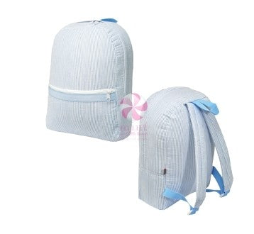 Seersucker Small Backpack with Monogram