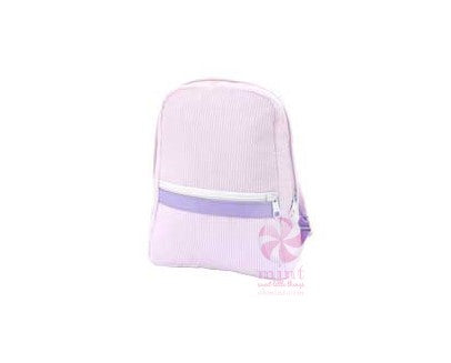 Seersucker Small Backpack with Monogram