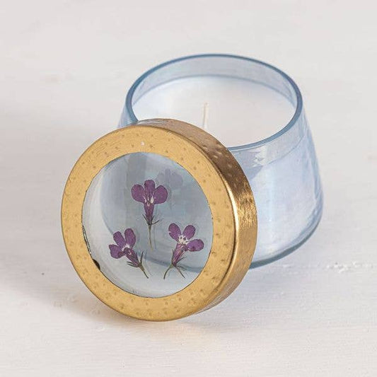 Berry Fig Petite Watercolor Pressed Floral Candle