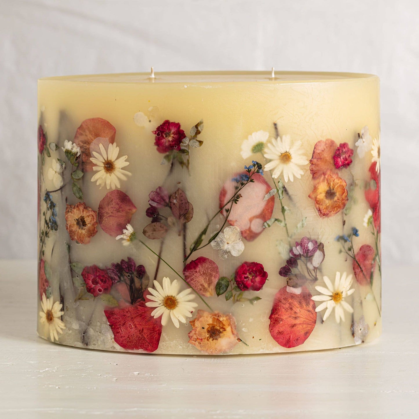 Apricot Rose Centerpiece Botanical Candle