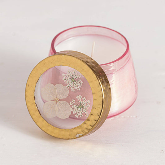 Luna Flower Petite Watercolor Pressed Floral Candle